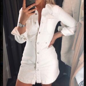 ZARA white denim long sleeves dress size medium